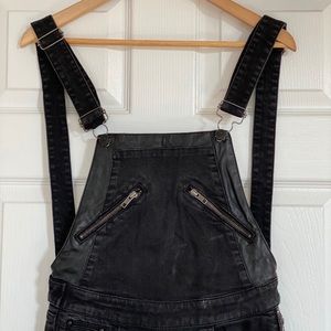 The Kooples Black Denim Overall Leather - Size S